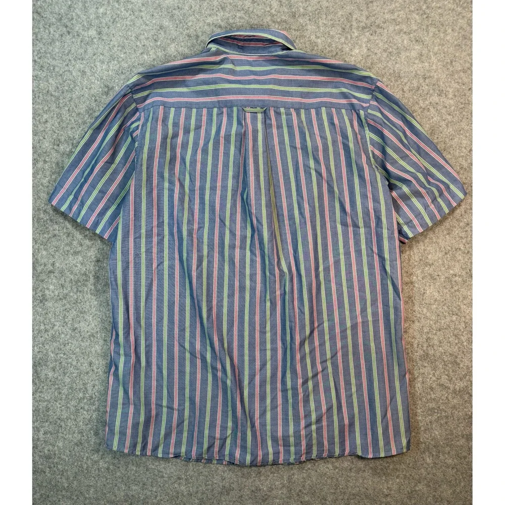 Saddlebred Mens Blue Striped Short Sleeve Button Down‎ Wrinkle Free Shirt XL